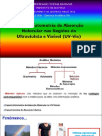 Espectrofotometria de Absorção Molecular Nas Regiões Do Ultravioleta e Visível (UV-Vis)