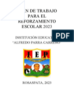 Plan de Trabajo para El Reforzamiento Escolar 2023