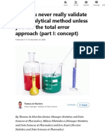 Why You Never Really Validate Your Analytical Method Unless You Use The Total Error Approach (Part I: Concept)