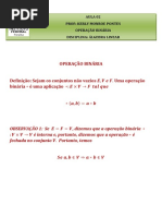 Aula 02 - Algebra Linear - Operações - 2020