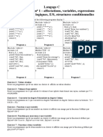 Langage C Travaux Dirigés N° 1: Affectations, Variables, Expressions Arithmétiques Et Logiques, E/S, Structures Conditionnelles