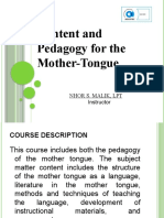 Content and Pedagogy For The Mother-Tongue: Nhor S. Malik, LPT Instructor