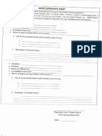 CS Form No. 212 Attachment Work Experience Sheet