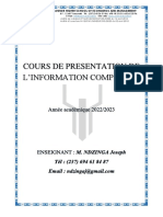 Cours de Presentation de L'Information Comptable: Yaounde Higher School of Economics and Management