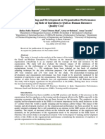 Impact of Training and Development On Organization Performance With Mediating Role of Intention To Quit As Human Resource Quality Cost