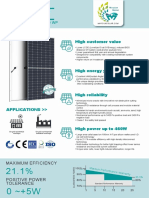 166 N-Type 144cells 435W-460W Mono Solar Panel Specification 2094 ×1038× 35