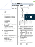 Respiration in Plants Questions