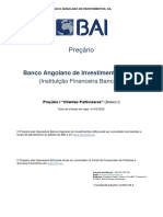 Preçário: Banco Angolano de Investimentos, S.A