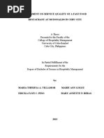 Assessment On Service Quality of A Fast Food Restaurant at Mcdonalds in Cebu City