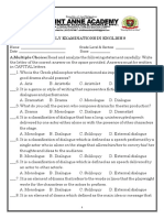 Grade 9 Monthly Exam in English