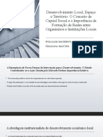 Desenvolvimento Local, Espaço e Território: O Conceito de Capital Social e A Importância Da Formação de Redes Entre Organismos e Instituições Locais