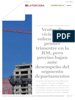 2023 04 27 - La Tercera - Ventas de Viviendas Suben 18% El Primer Trimestre en La RM, Pero Precios Bajan Ante Desempeño Del Segmento Departamentos