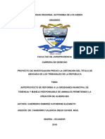 Anteproyecto de Reforma A La Ordenanza Municipal de Tenencia y Manejo Responsable de Animales Permitiendo La Creacion de Albergues