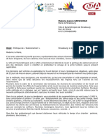 Courrier Commun Signé Par La CCI, La CMA, L'umih Et Les Vitrines de Strasbourg