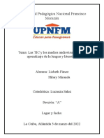 Las TIC y Los Medios Audiovisuales en El Aprendizaje de La Lengua y Literatura