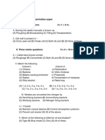 Class 8th Bio Annual Exam Question Paper