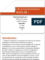 Exposé Sur La Langage de Programmation MATLAB