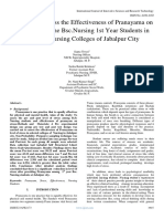 A Study To Assess The Effectiveness of Pranayama On Stress Among The BSC - Nursing 1st Year Students in Selected Nursing Colleges of Jabalpur City