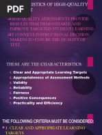 Characteristics of High Quality Assessment