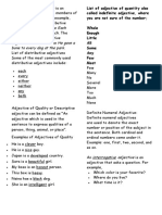 List of Types of Adjectives Grade 4