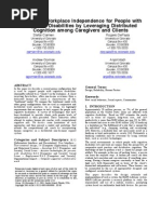 Increasing Workplace Independence For People With Cognitive Disabilities by Leveraging Distributed Cognition Among Caregivers and Clients