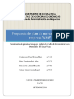 Propuesta de Plan de Mercadeo para La Empresa W&W