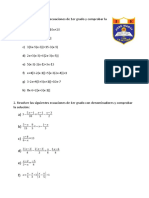 Ejercicios Sobre Ecuaciones de Primer Grado-2023