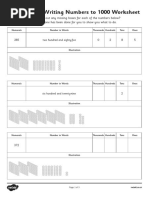 Reading and Writing Numbers To 1000 Worksheet