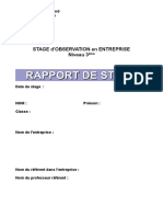 Rapport de Stage en Entreprise - 2023