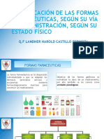 Clasificación de Las Formas Farmacéuticas, Según Su Vía de Administración, Según Su Estado Físico