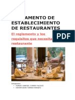 Reglamento de Establecimiento de Restaurantes