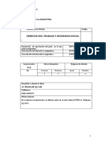 Derecho Del Trabajo Y Seguridad Social: 1) Ficha de La Asignatura