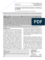 Factors Affecting Students Perception Towards Faculty Evaluation of Teaching at Nowshera Medical College, Pakistan