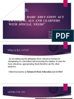 " Enhance Basic Education Act Including Als and Learners " With Special Needs