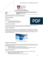 Plastic Processing Lab Sheet - 3D Printing