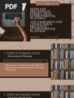 Steps and Processes in Formulating Environmental Planning AND VALIDATION AND CONSULTATION PROCESS