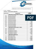 Lista de Precios de Lubricantes