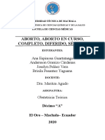 Aborto-Aborto en Curso, Completo, Incompleto, Diferido, Séptico y Recurrente