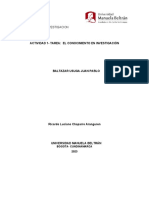 Actividad 1 - Tarea El Conocimiento en Investigación