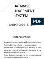 Database Management System: SUBJECT CODE: 571089