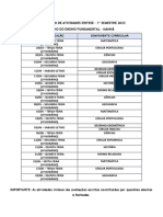 Calendário Atividade Sintese - 9º Ano Manhã