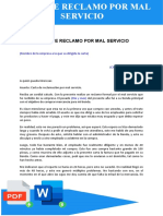 Carta de Reclamo Por Mal Servicio