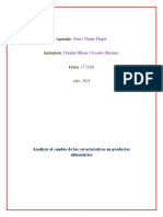 Analizar El Cambio de Las Características en Productos Alimenticios