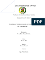 La Legítima Defensa Como Causa de Justificación o Exclusión de La Antijuricidad