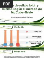 Razón de Reflujo Total Mínimo Según El Método de McCabe-Thiele