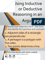 Using Inductive or Deductive Reasoning in An Argument