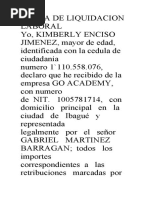 Carta de Liquidacion Laboral