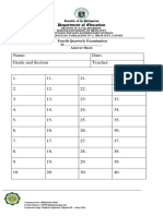 Answer Sheets Per Subject Area