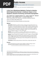 A Pilot Trial of Mindfulness Meditation Training For AttentionDeficit Hyperactivity Disorder in Adulthood