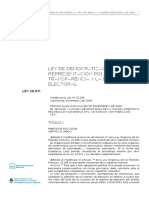 Ley 26.571 Ley de Democratizacion de La Representacion Politica La Transparencia y La Equidad Electoral